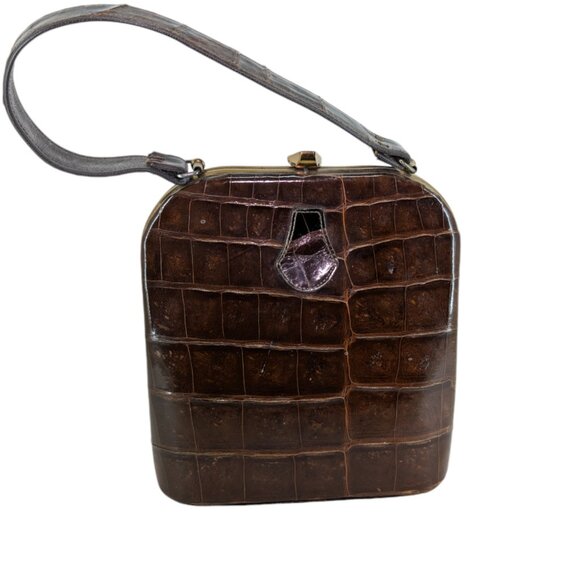 Exotic Crocodile Leather Vintage Bag Clutch Purse with Snap Closure - Picture 1 of 5